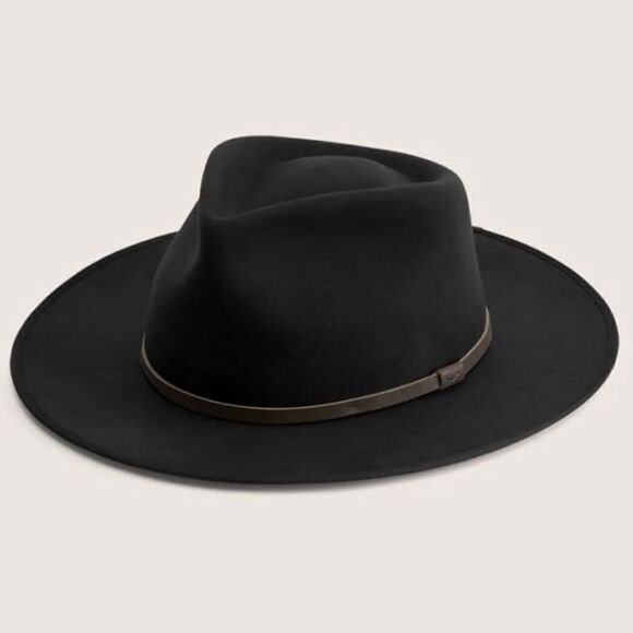 NWT New Will + Bear Calloway Black Wide Brim 100% Australian Wool Hat/Fedora S - Picture 1 of 16